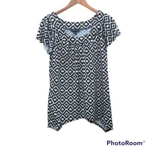 AB Studio Shirt Blouse Graphic Print Career Shirt Sz. Medium